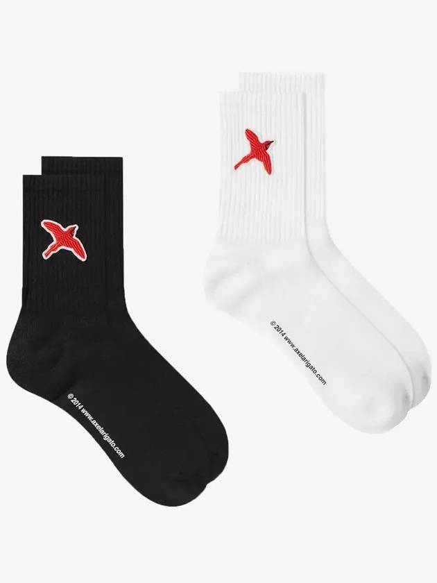 Rouge B Bird Logo Socks BLACK WHITE 11138 - AXEL ARIGATO - BALAAN 1