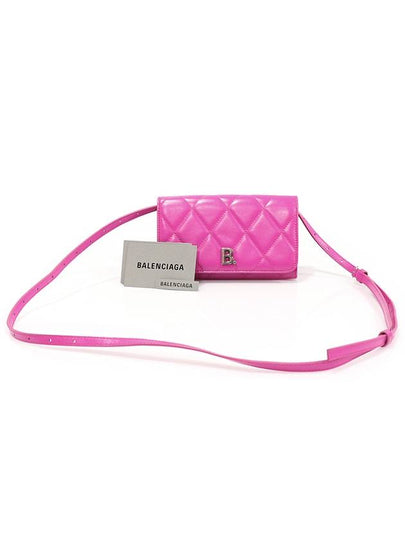 616367 Pink Calfskin Quilted Touch B Logo Phone Holder Cross Bag - BALENCIAGA - BALAAN 2