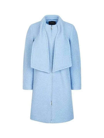 Women s Detachable Shawl Boucle Coat Blue 270445 - EMPORIO ARMANI - BALAAN 1