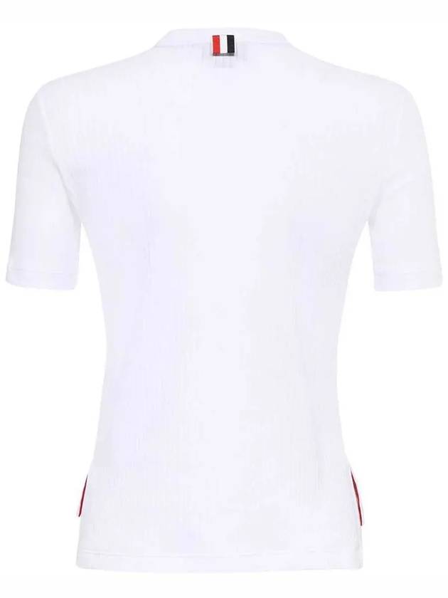 Women's High Twist Rip Stripe Short Sleeve T Shirt White - THOM BROWNE - BALAAN 4