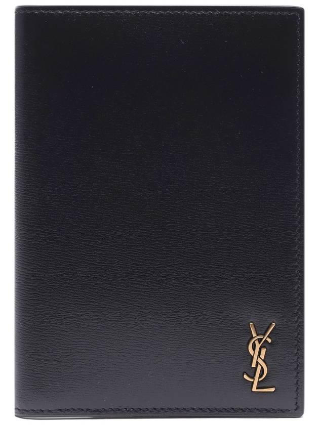 Monogram Logo Card Passport Wallet Black - SAINT LAURENT - BALAAN 3