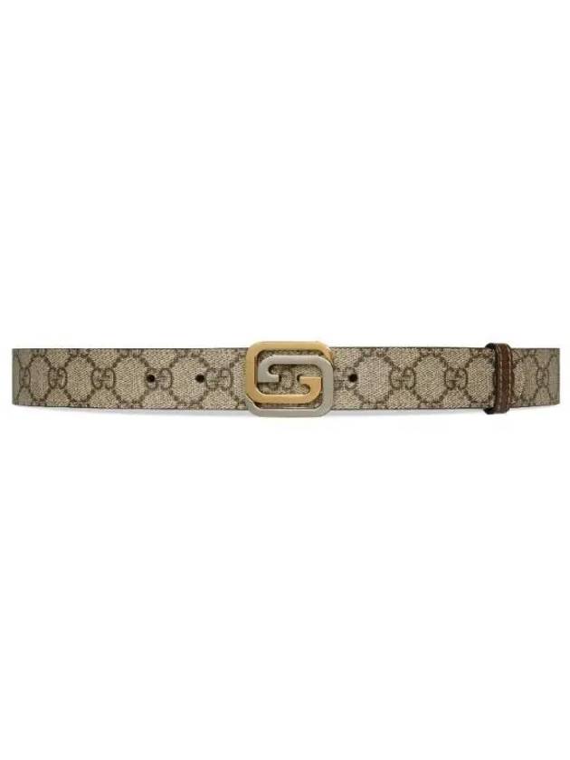 Square Interlocking GG Buckle Leather Belt Beige - GUCCI - BALAAN 2