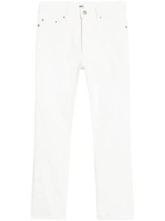 Women's Denim High Waist Cropped Jeans White - AMI - BALAAN 1