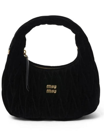 Wonder Matelasse Velvet Shoulder Bag Black - MIU MIU - BALAAN 1