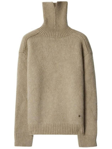 Roll Neck Wool Cashmere Knit Top Linden - BURBERRY - BALAAN 1