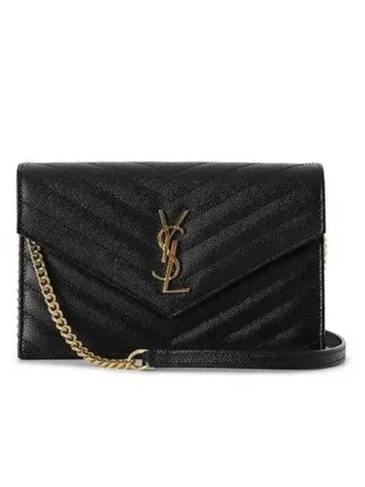 Women's Logo Envelope Chain Long Wallet Black - SAINT LAURENT - BALAAN 2