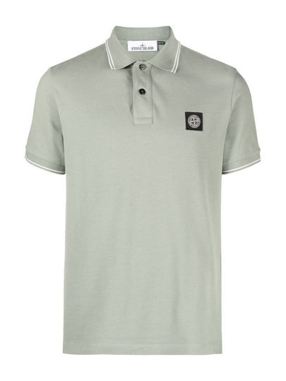 Logo Patch Short Sleeve Polo Shirt Sage Green - STONE ISLAND - BALAAN 2