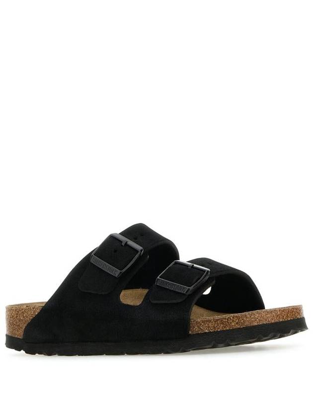 Arizona Suede Leather Slippers Black - BIRKENSTOCK - BALAAN 3