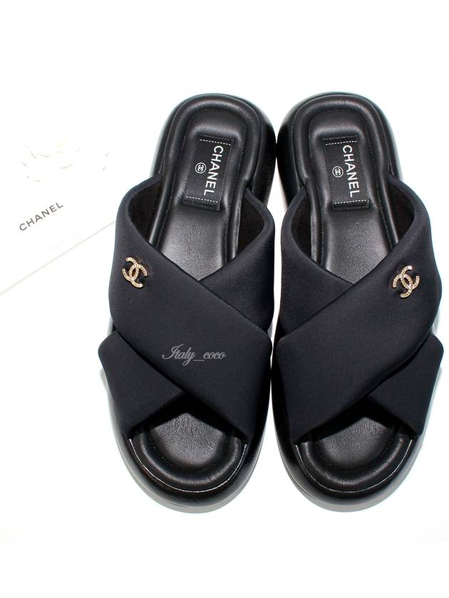 CC Logo Cross Mule Black - CHANEL - BALAAN 3