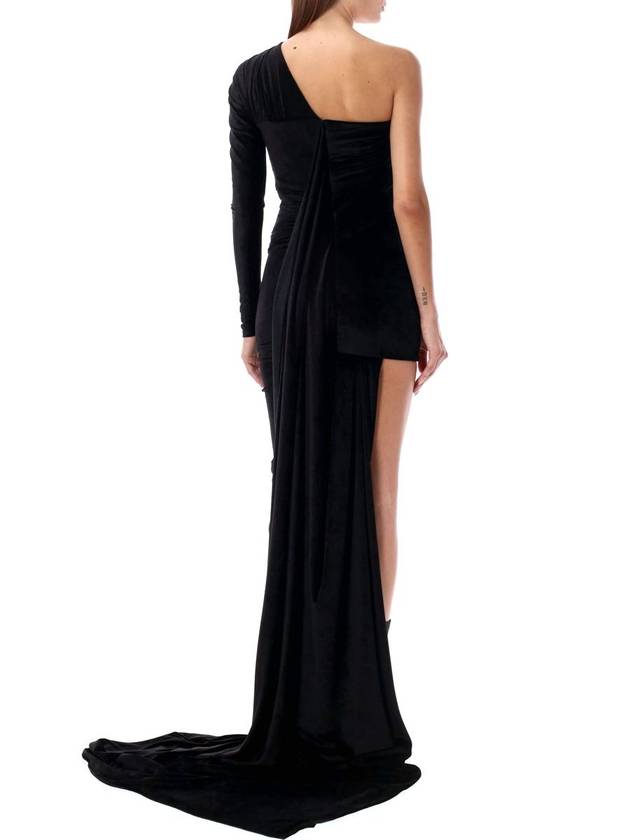 One Shoulder Velvet Long Dress Black - BALENCIAGA - BALAAN 3