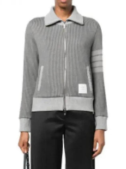 Women's 4-Bar Funnel-Neck Zip-Up Jacket Grey - THOM BROWNE - BALAAN 2