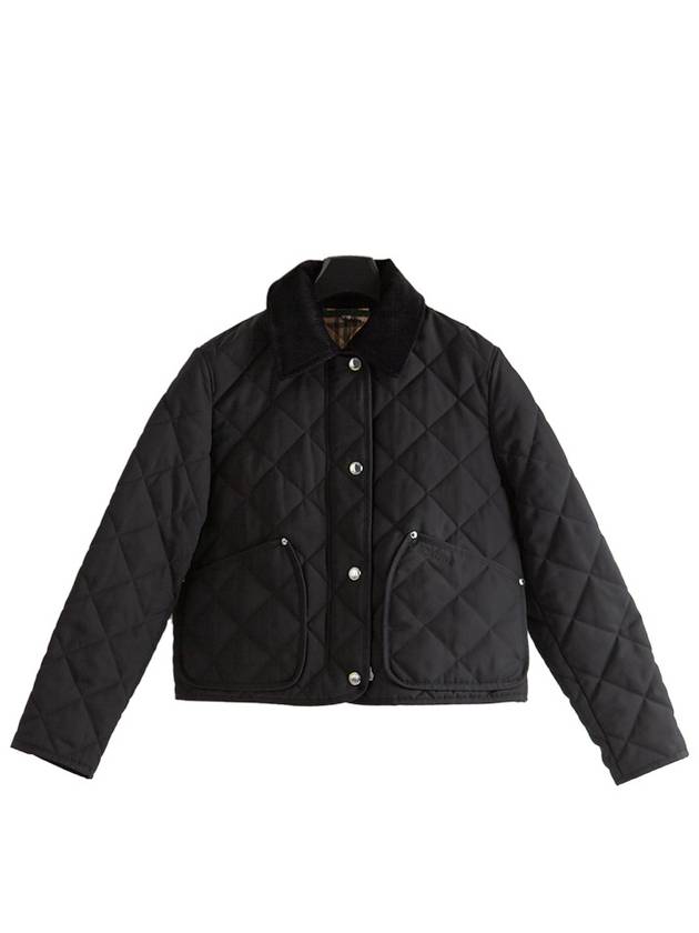 Striped point cropped quilted jacket black - BURBERRY - BALAAN 4