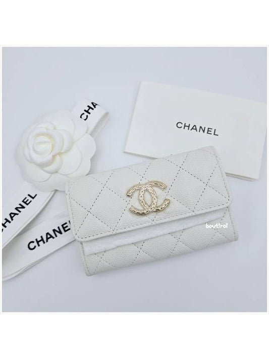 Season caviar card wallet snap white gold AP4089 - CHANEL - BALAAN 2