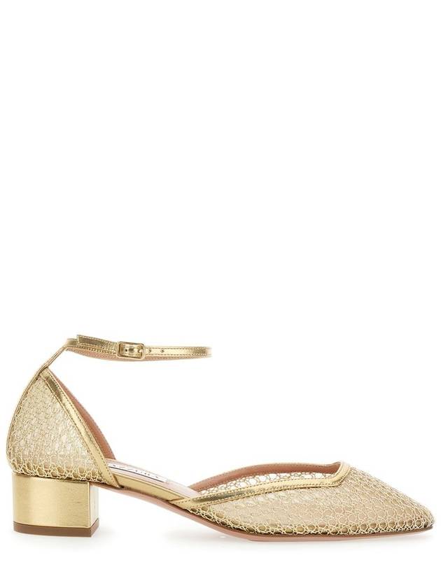 'Asha' Metallic Pumps With Low Block Heel In Mesh Woman - AQUAZZURA - BALAAN 1