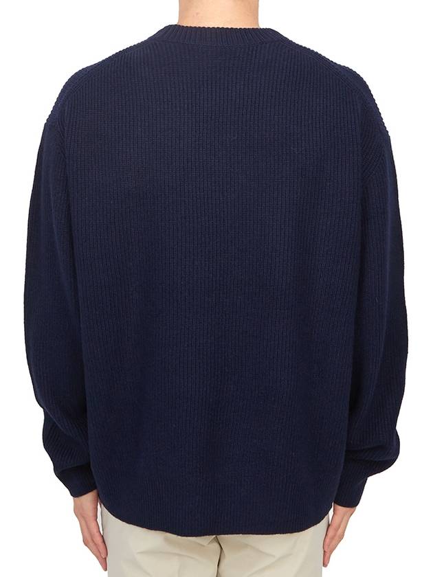 Bold Fox Head Patch Comfort Ribbed Knit Top Navy - MAISON KITSUNE - BALAAN 4