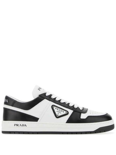 Downtown Perforated Leather Low Top Sneakers White Black - PRADA - BALAAN 2