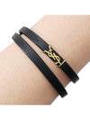 Opyum Double Wrap Leather Bracelet Black - SAINT LAURENT - BALAAN 2