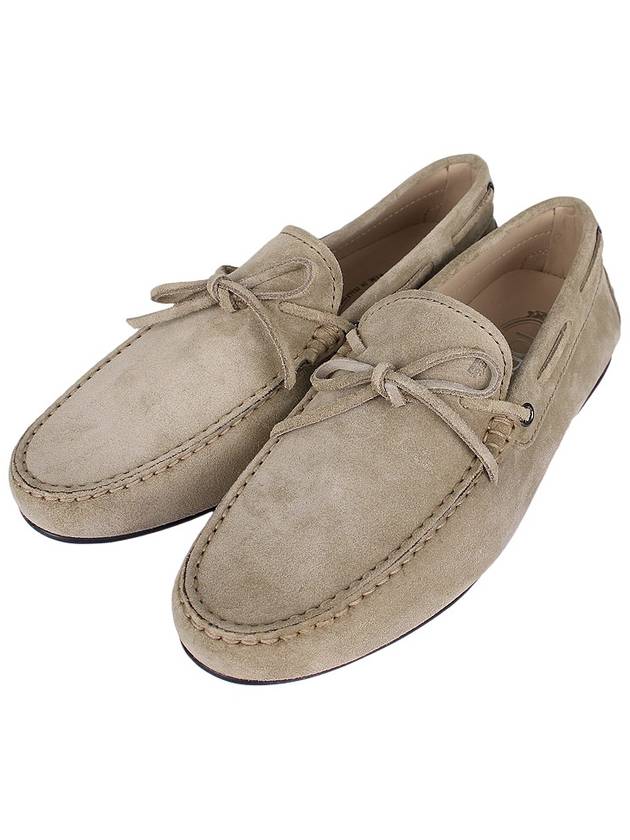 Men's City Gommino Suede Driving Shoes Beige - TOD'S - BALAAN 3