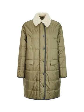 Women s Detachable Shearling Collar Padded Coat Green 271261 - BRUNELLO CUCINELLI - BALAAN 1