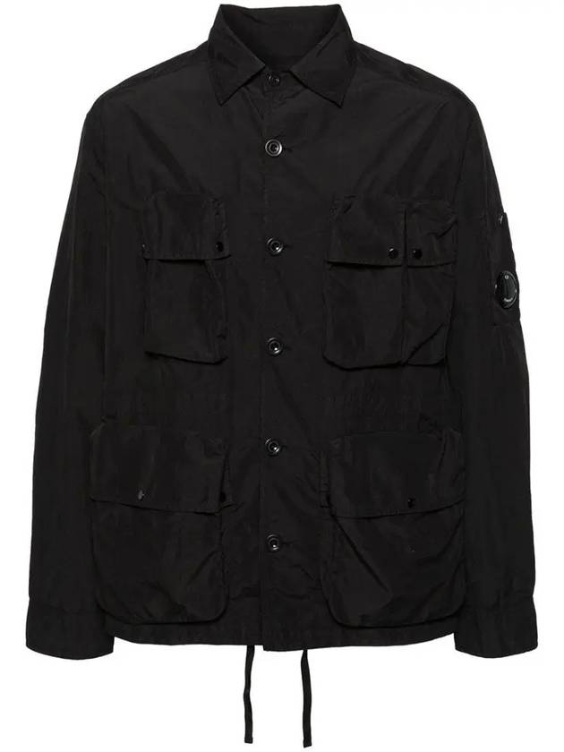 Flat Nylon Utility Over Long Sleeve Shirt Black - CP COMPANY - BALAAN 3