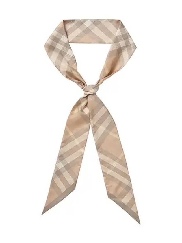 Skinny Check Silk Scarf Flax - BURBERRY - BALAAN 3