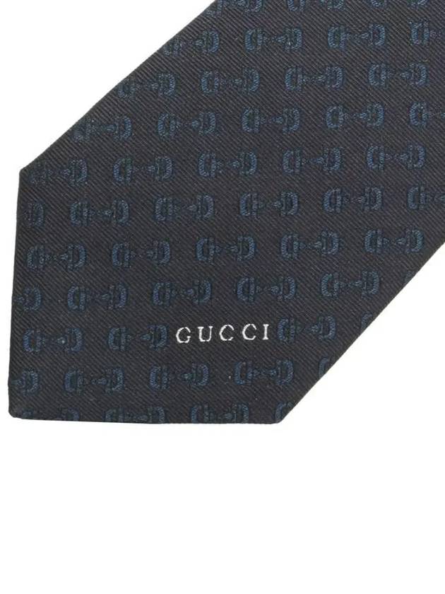 Horsebit Silk Jacquard Tie Navy - GUCCI - BALAAN 4