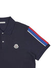 Stripe Trimming Logo Short Sleeve Polo Shirt Navy - MONCLER - BALAAN 5