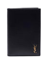 Monogram Logo Card Passport Wallet Black - SAINT LAURENT - BALAAN 4