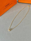 Mini Pop H Pendant Necklace Gold Marron Glace - HERMES - BALAAN 5