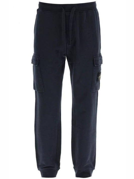 Garment Dyed Cotton Fleece Track Pants Navy - STONE ISLAND - BALAAN 1