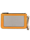 Color Block Saffiano Handle Pouch Bag Yellow Grey - MARNI - BALAAN 1