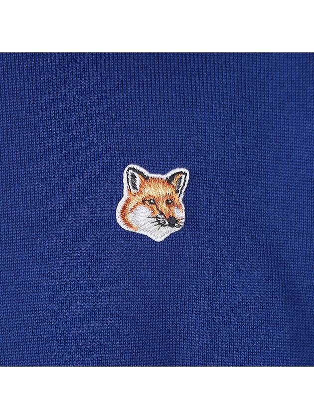 Fox Head Patch Regular Round Neck Pullover Knit Top Blue - MAISON KITSUNE - BALAAN 6