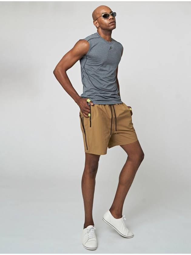 Zipper Utility Shorts Dark Beige - ATHPLATFORM - BALAAN 5