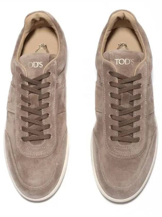 suede logo panel low-top sneakers brown - TOD'S - BALAAN.