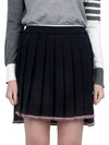 Full Needle Stitch Merino Wool Tipping Pleated Skirt Navy - THOM BROWNE - BALAAN 3