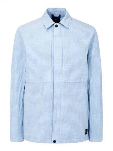 PS Windowpane Check Zip up Overshirt Light Blue 271617 - PAUL SMITH - BALAAN 1