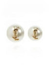 Cassandre Pearl Earrings in Metal Gold And Cream - SAINT LAURENT - BALAAN 2