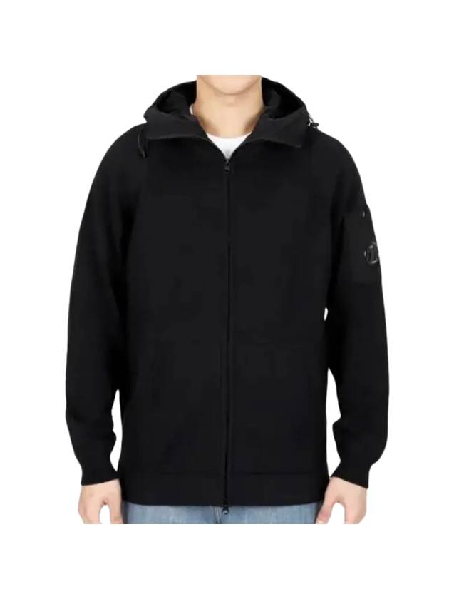 Cotton Mixed Knit Hooded Jacket Black - CP COMPANY - BALAAN 1