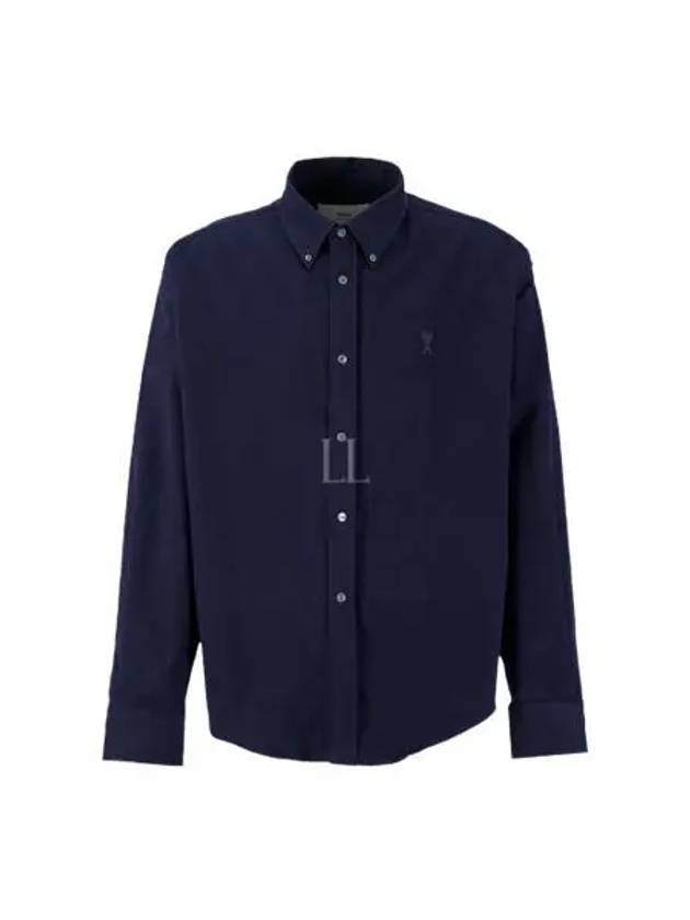 De Coeur Boxy Fit Long Sleeve Shirt Navy - AMI - BALAAN 2