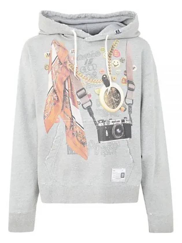 MAISON 23 A10HD621 GRAY graphic print hoodie - MIHARA YASUHIRO - BALAAN 2