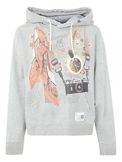 Graphic Printed Distressed Cotton Hoodie Grey - MIHARA YASUHIRO - BALAAN 2