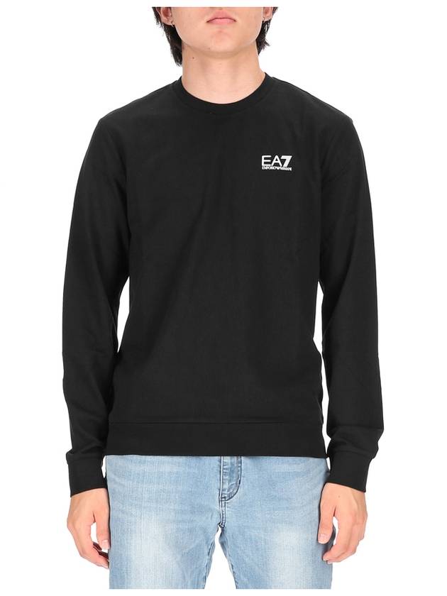 EA7 White Logo Print Sweatshirt Black - EMPORIO ARMANI - BALAAN.