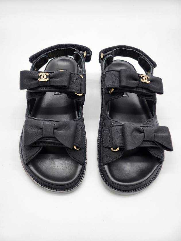 Women's Ribbon Velcro Sandals Black - CHANEL - BALAAN.