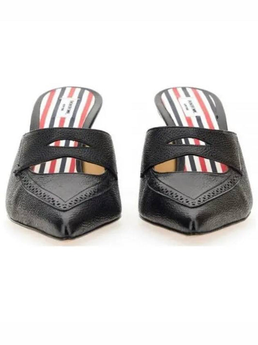 Pebble Grain Cutout Penny Heels Mule Black - THOM BROWNE - BALAAN 2