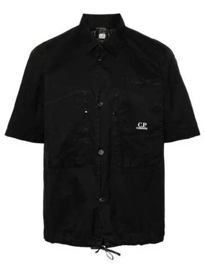 Microweave Laminated Lettering Logo Short Sleeve Shirt Black - CP COMPANY - BALAAN 2