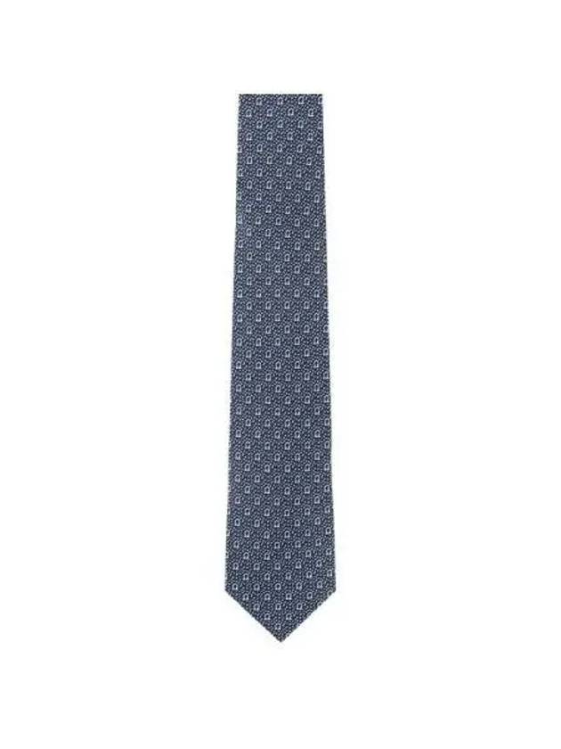 Men's Gancini Pixel Print Silk Tie Navy - SALVATORE FERRAGAMO - BALAAN 2