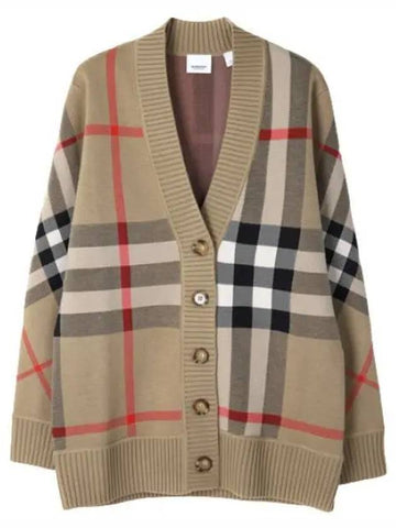 Check technical wool jacquard cardigan women - BURBERRY - BALAAN 1