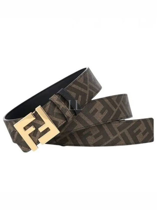 FF Buckle Pattern Reversible Leather Belt Black - FENDI - BALAAN 2