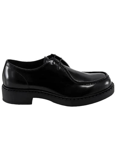 Brushed Lace Up Loafers Black - PRADA - BALAAN 1