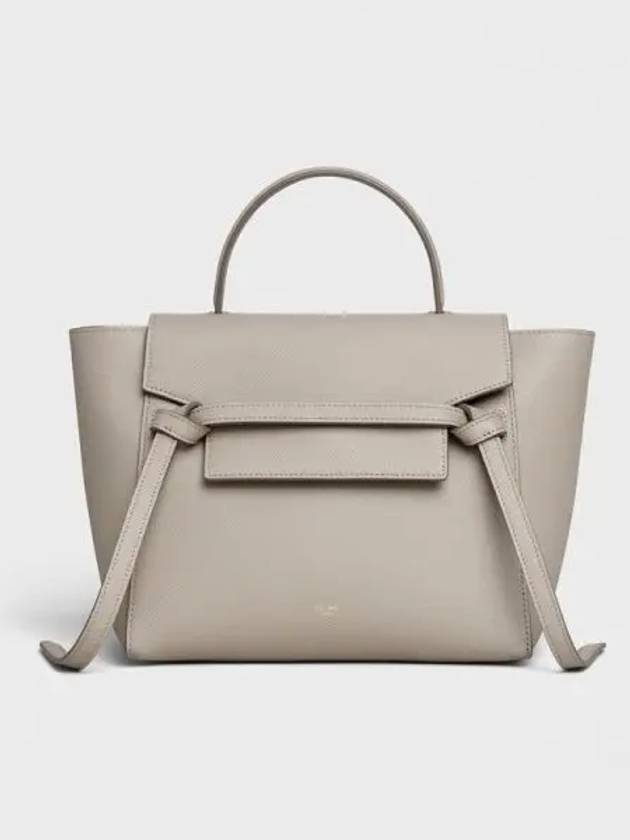 Grain Calfskin Belt Micro Tote Bag Light Taupe - CELINE - BALAAN 2